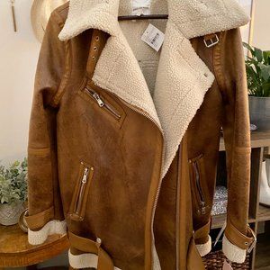 Avec Les Filles Oversized Shearling Moto Jacket